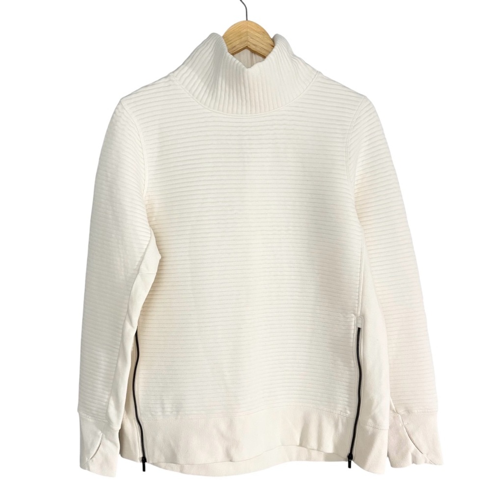 All in Motion White Turtleneck Neck Ribbed Texture Sweater